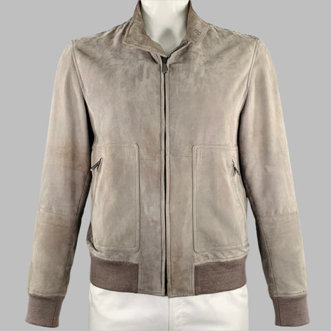BOTTEGA VENETA Size 42 Grey Suede Zip Up Jacket