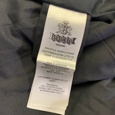 BARACUTA Size 42 Black Grey Herringbone Wool Harrington Jacket