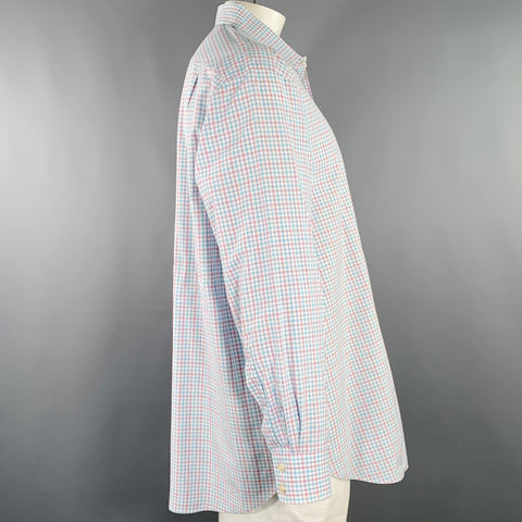 CHARLES TYRWHITT Size XL White Red Blue Checkered Cotton Long Sleeve Shirt