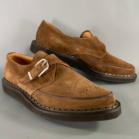 GEORGE COX Size 10 Brown 4200 MG MONK 593 Leather Creeper Loafers