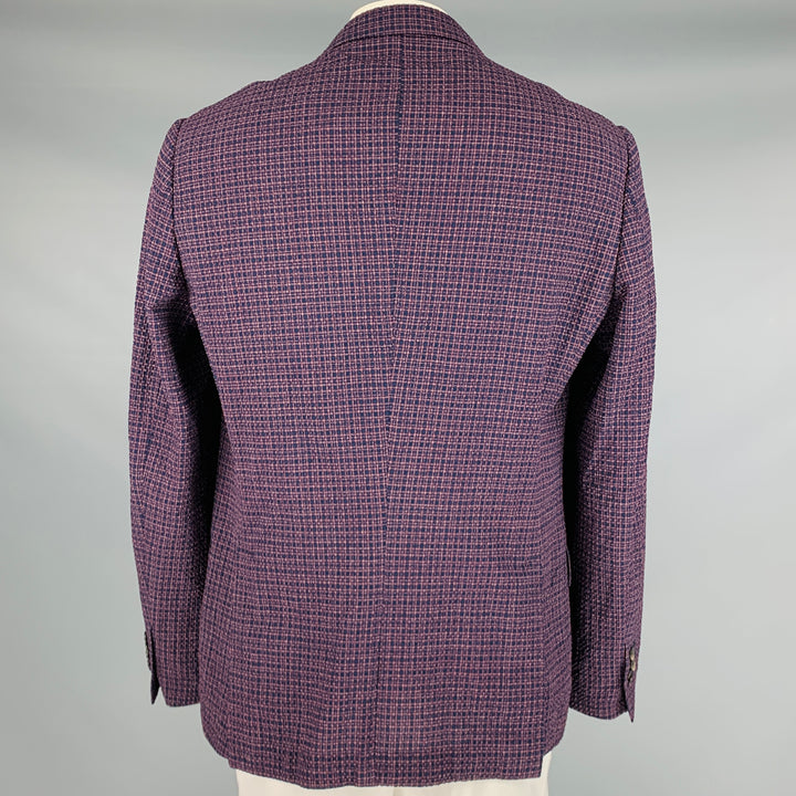 SAKS FIFTH AVENUE Taille 44 Manteau de sport en mélange de laine à carreaux violet marine