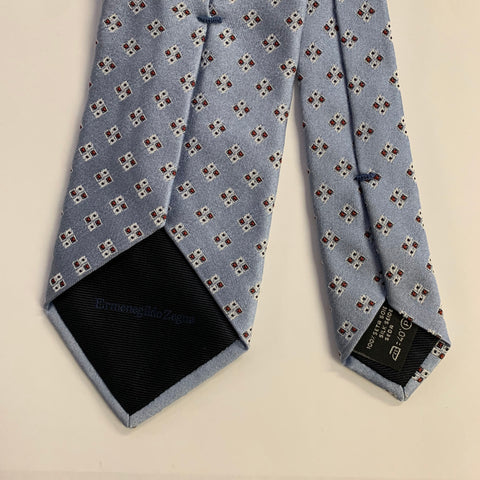 ERMENEGILDO ZEGNA  One Size Light Blue Red Silk Tie