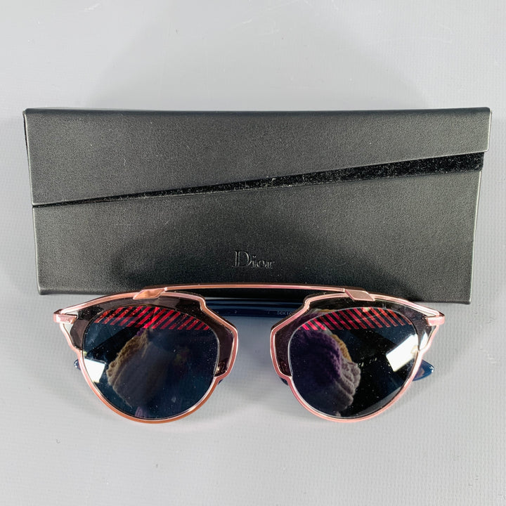 CHRISTIAN DIOR So Real Pink Grey Stripe Metal Sunglasses