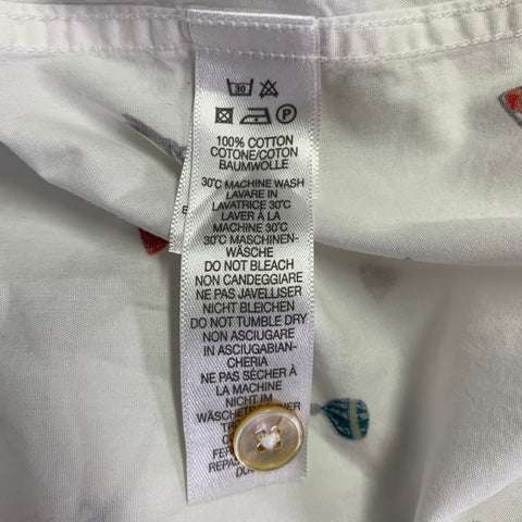 PAUL SMITH Size L White Multi Color Picture Cotton Long Sleeve Shirt