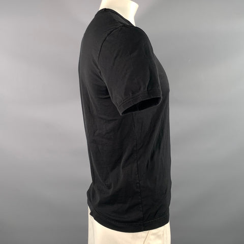 DOLCE & GABBANA Size L Black Patchwork Cotton Crew Neck T shirt