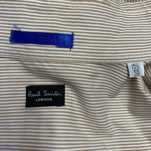 PAUL SMITH Size M Brown White Stripe Cotton Long Sleeve Shirt