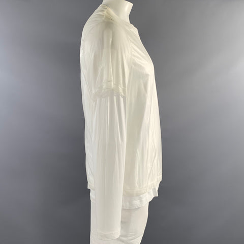 HELMUT LANG Size XL White Cotton Polyamide Layered Pullover