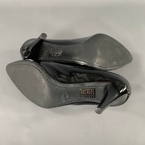 PRADA Size 8 Black Patent Leather Shiny Patent Pumps