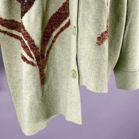 LOEWE Size M Green Sage Wool Blend Asymmetric Cardigan