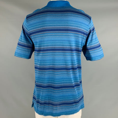 BUGATCHI UOMO Polo con botones de algodón con estampado azul violeta talla L