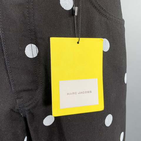 MARC JACOBS 2023 Size 32 Black White Polka Dot Denim Button Fly Jeans