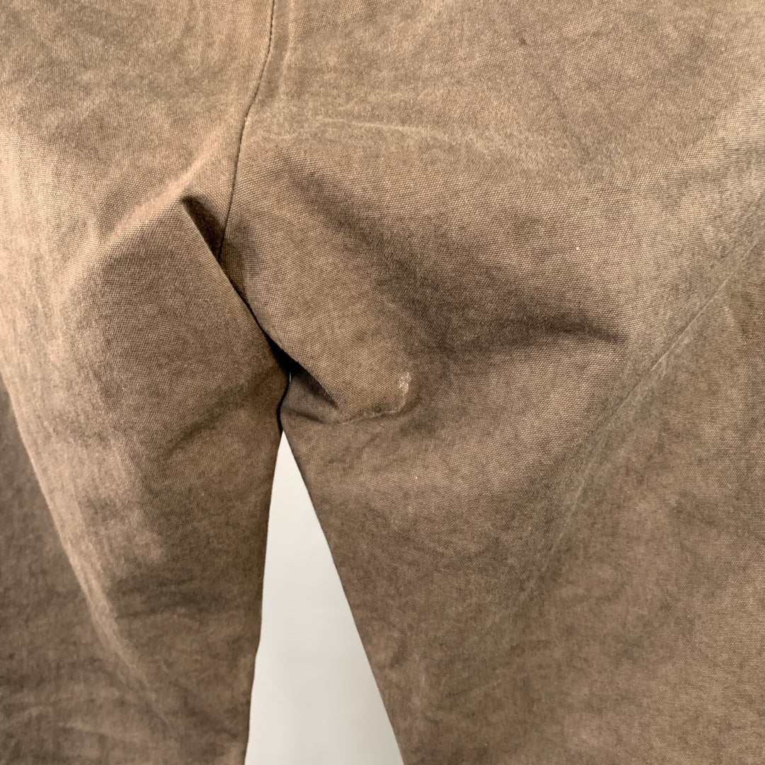 ATTACHMENT Size 34 Brown Cotton Blend Side Tabs Straight Casual Pants