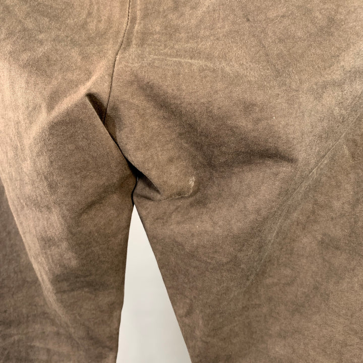 ATTACHMENT Size 34 Brown Cotton Blend Side Tabs Straight Casual Pants