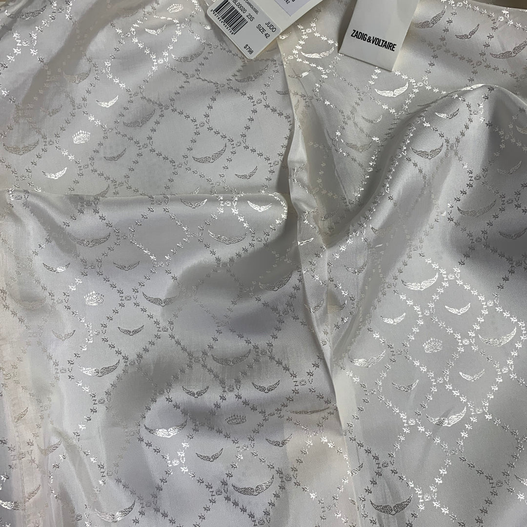 ZADIG & VOLTAIRE Size 42 Viva Strass Beige Studded Polyester Blend Peak Lapel Sport Coat