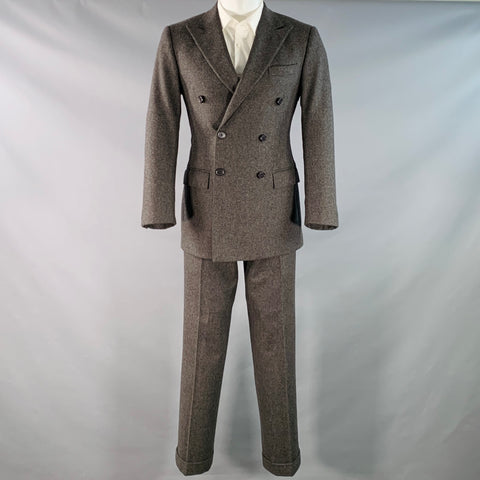 POLO BY RALPH LAUREN Size 38 Regular Grey Virgin Wool Double Breasted Peak Lapel Suit