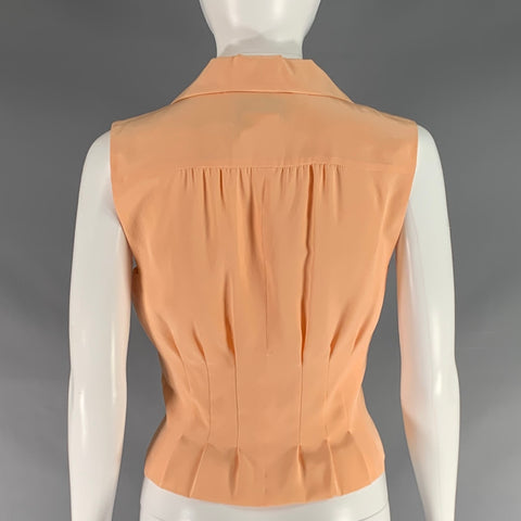CHANEL Size 4 Orange Sorbet Silk Pleated Sleeveless Dress Top