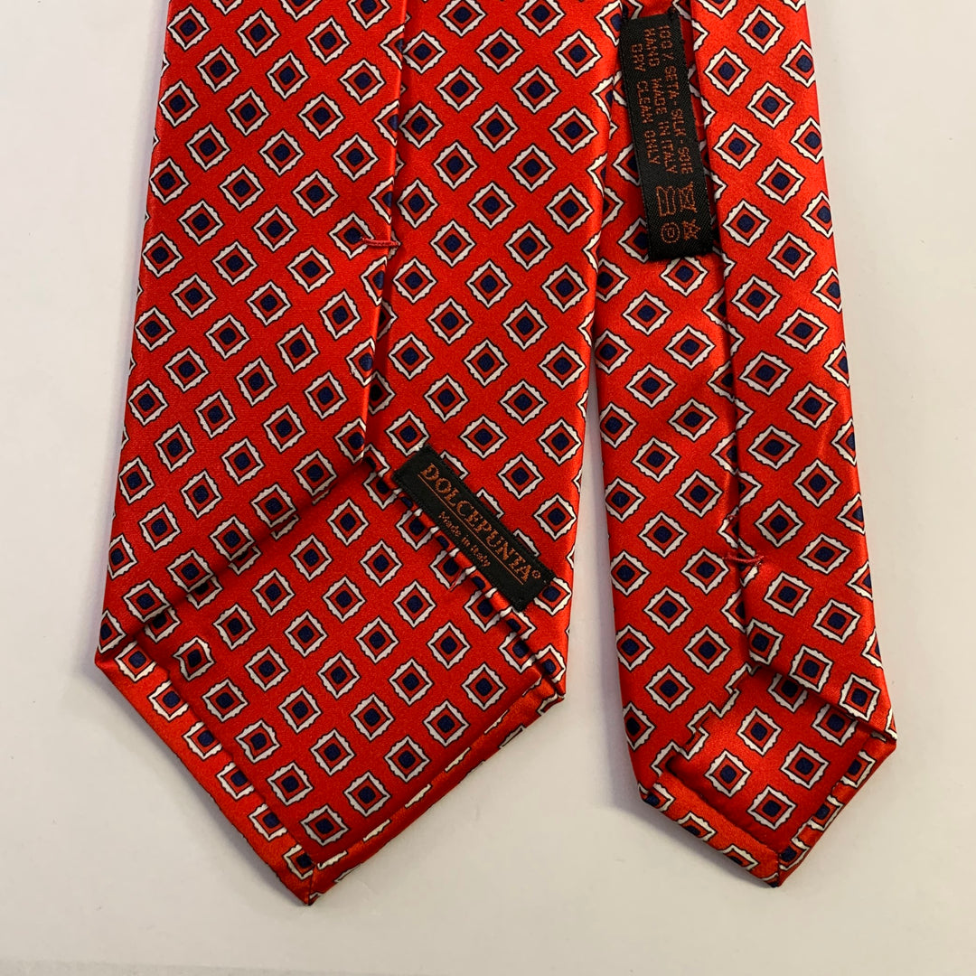 DOLCEPUNTA Red Navy Diamond Silk Tie