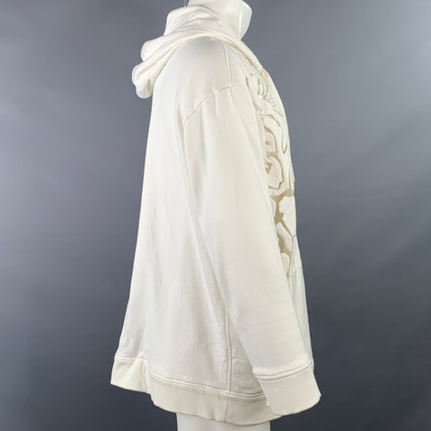 VALENTINO Size S White Cut Out Cotton Polyamide Oversized Hoodie Jacket