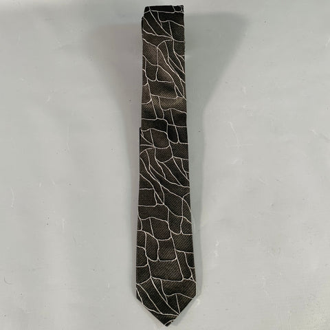 EMPORIO ARMANI Black Grey Textured Silk Blend Skinny Tie