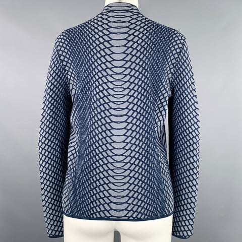 ARMANI COLLEZIONI Size 8 Blue Viscose Blend Jacquard Jacket