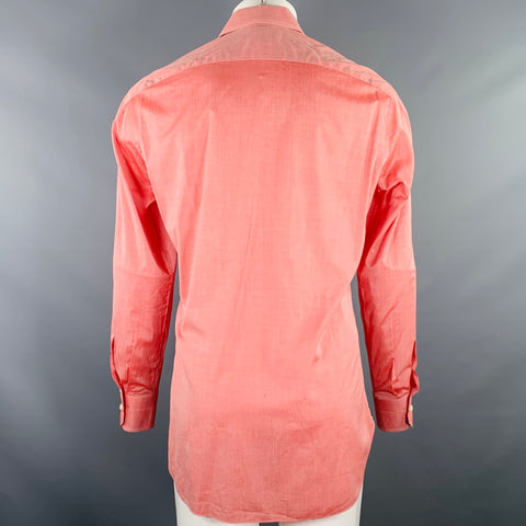 ISAIA Size M Orange Coral Cotton Spread Collar Long Sleeve Shirt