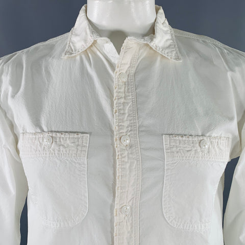 KAPITAL KOUNTRY SS21 Size L White Blue Patchwork Cotton Embroidered Long Sleeve Shirt