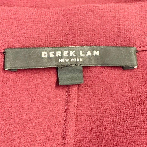 DEREK LAM Size 8 Burgundy Silk Layered V-Neck Blouse