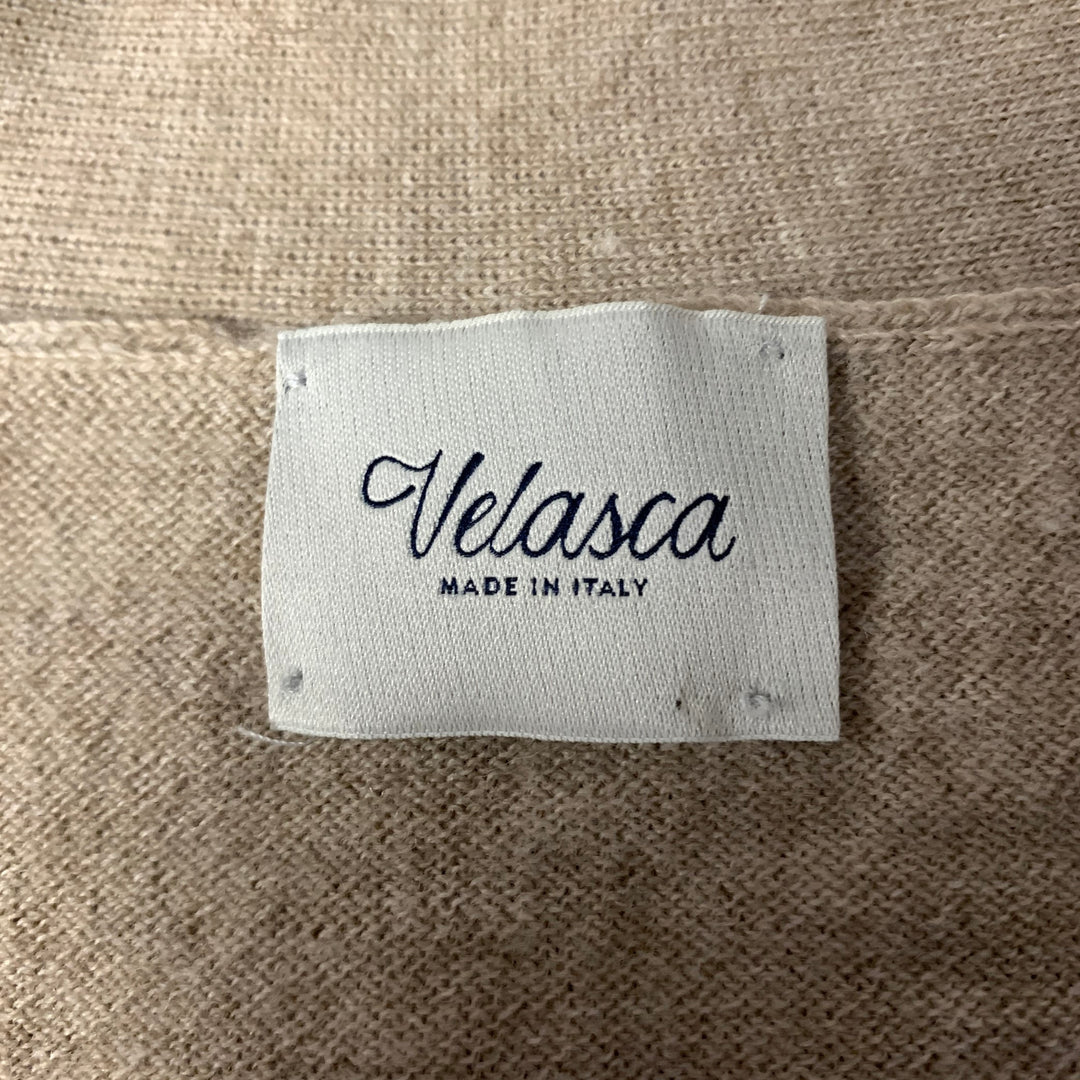 VELASCA Size L Tan Wool Ribbed Sweater Vest