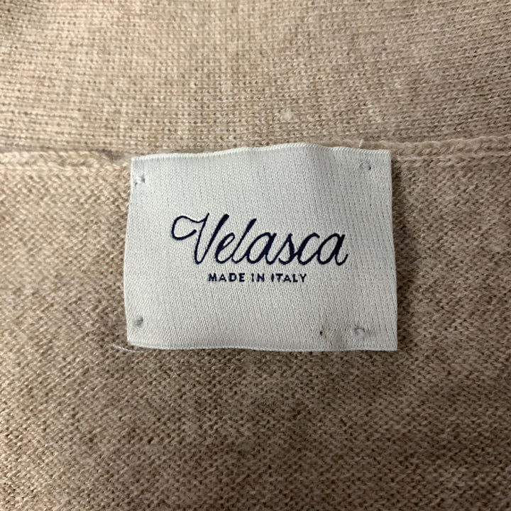 VELASCA Size L Tan Wool Ribbed Sweater Vest
