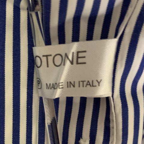 EREDI PISANO Size XL Blue White Stripe Cotton Long Sleeve Shirt