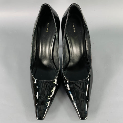 THE ROW Size 7 Black Patent Leather Pointed Toe Pumps