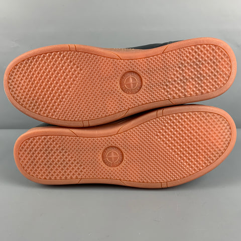STONE ISLAND Taille 11 Baskets basses en cuir à tissus mélangés noir beige