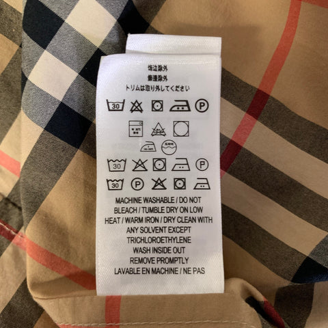BURBERRY Size L Khaki Red Black Plaid Cotton Long Sleeve Shirt