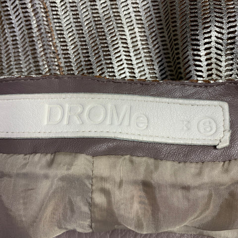 DROME Size XS Gold Perforated Lamb Skin Eye Hook Jacket Blazer