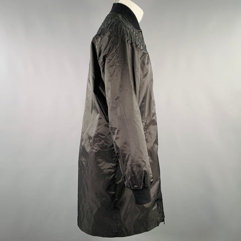 MARCELO BURLON Size S Black Embroidery Polyamide Blend Zip Up Coat