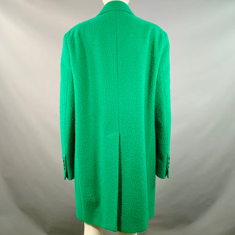 DSQUARED2 Size S Green Wool Textured Faux Fur Notch Lapel Coat