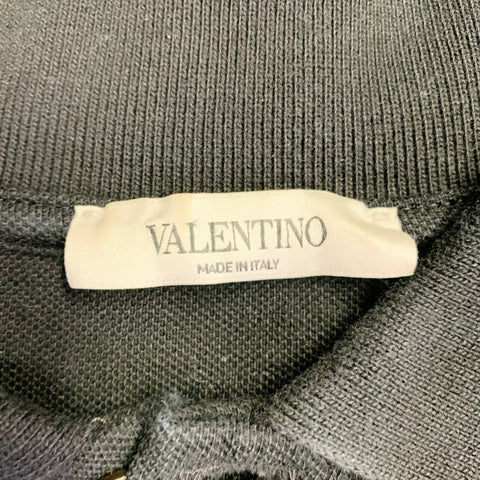 VALENTINO 2020 Size L Black Green Yellow Parrot Graphic Cotton Buttoned Polo