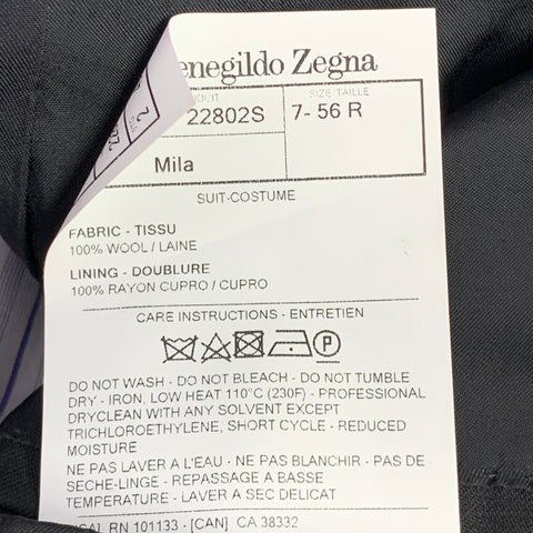 ERMENEGILDO ZEGNA Size 46 Black Wool Single Button Tuxedo