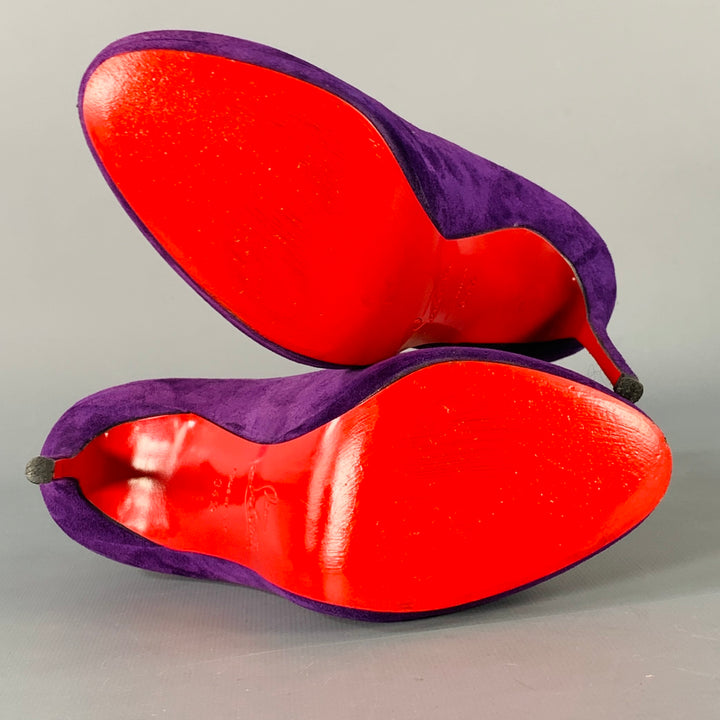 CHRISTIAN LOUBOUTIN Size 4.5 Purple Suede Platform Pumps