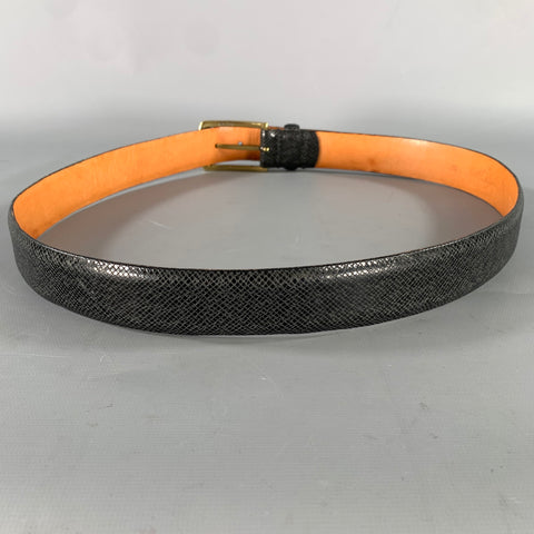 MARTIN DINGMAN Size 36 Black Crackled Leather Belt