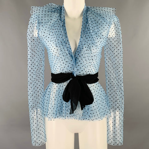 PHILOSOPHY di LORENZO SERAFINI Size 2 Blue Black Polyester Polka Dot Blouse