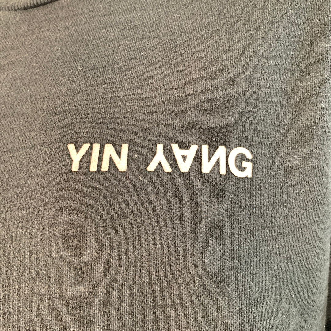 RAG & BONE Size XXL Yin Yang Black White Print Cotton Crew Neck Sweatshirt