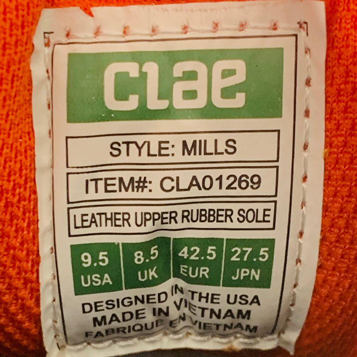 CLAE x AXS Size 9.5 Mills Tan Blue Leather Marbled Color Block Lace-Up Sneakers