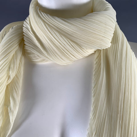 PLEATS PLEASE by ISSEY MIYAKE Ivory Pleated Scarves & Shawls
