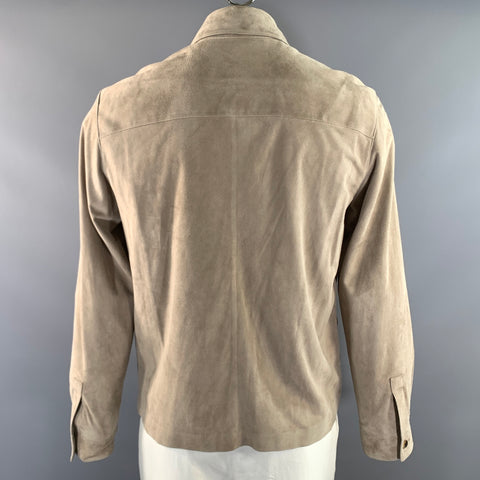 THE ROW Size 42 Beige Suede Zip Up Jacket