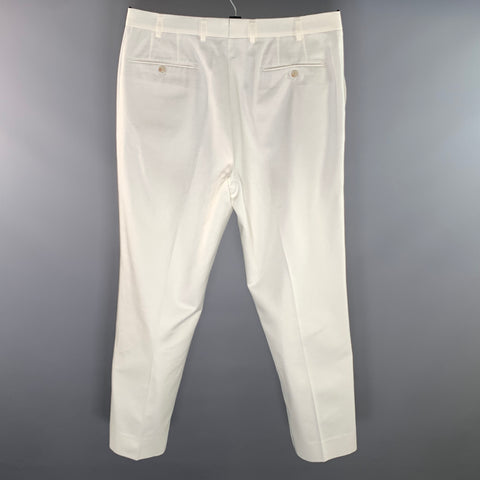SUIT SUPPLY Size 36 White Cotton Pleated Dress Pants