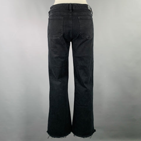 M.I.H JEANS Size 28 Black Denim Raw Edge Bell Bottom Jeans
