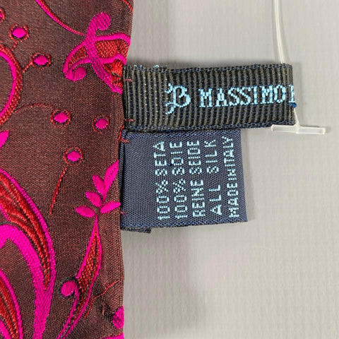 MASSIMO BIZZOCCHI Brown Fuchsia Pink Jacquard Silk Pocket Square
