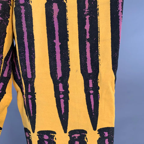 STEPHEN SPROUSE Vintage FW88 Size 31 Yellow Purple Black Bullet Print Cotton Tapered Jeans