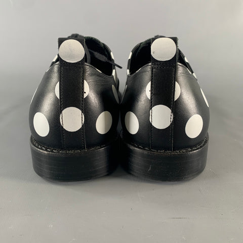 COMME des GARCONS HOMME PLUS Size 11 Black White Polka Dot Leather Lace Up Shoes